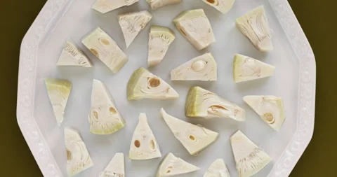 Canned jackfruit pieces. Stock Footage 282798557