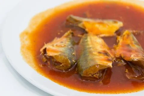 Canned mackerel Stock Photos