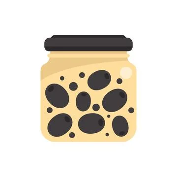 Canned olives icon flat vector. Food pickle Ilustração Stock