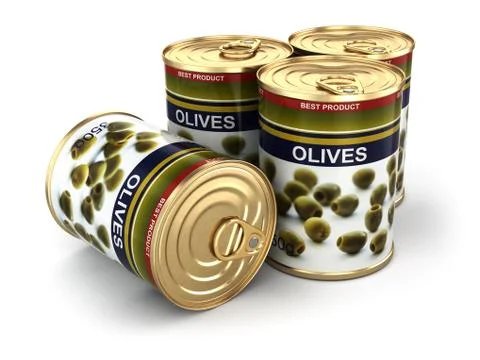Canned olives. Stock Illustration