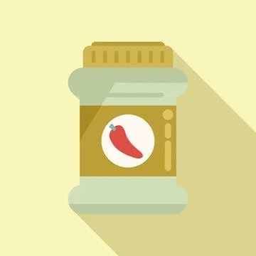 Canned pepper icon flat vector. Food pickle Ilustração Stock