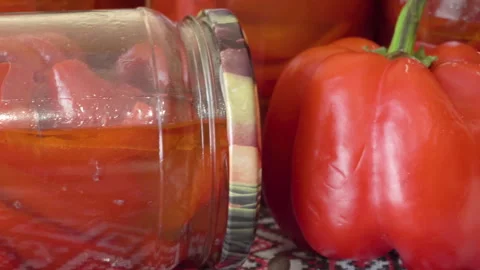 Canned pepper in jars Video stock 310661047