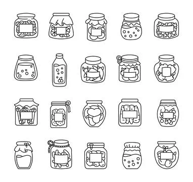 Canned pickled vegetables. Coloring Page. Stock Illustration
