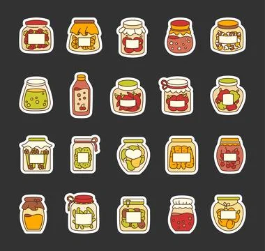 Canned pickled vegetables. Sticker Bookmark. Stock Illustration