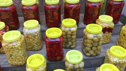 Canned pickles Stock Footage 145221866