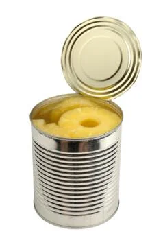 Canned pineapple in a can Stock Photos