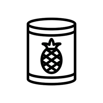 Canned pineapple icon vector outline illustration Stock Illustration