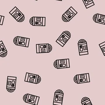 Canned pineapple line vector seamless pattern 스톡 일러스트
