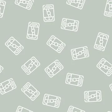Canned preserve package line vector seamless pattern Stock Illustration