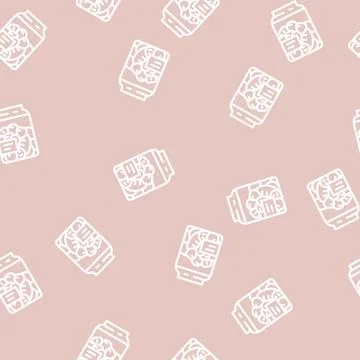 Canned radish line vector seamless pattern 스톡 일러스트