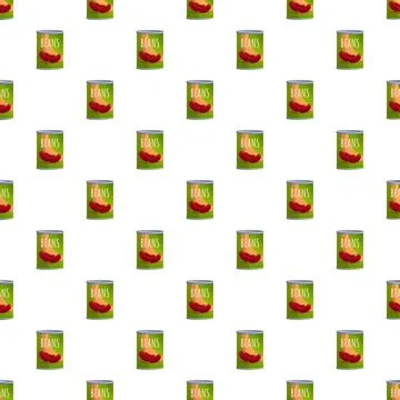 Canned red beans pattern food illustration background Stock Illustration