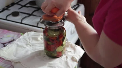Canned salad in cans Stock Footage 79827369