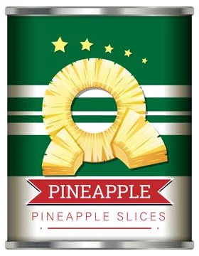 Canned Sliced Pineapple Isolated Stock Illustration