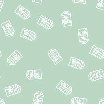 Canned spinach line vector seamless pattern Stock Illustration