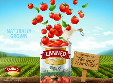 Canned tomato ads Stock-Illustration