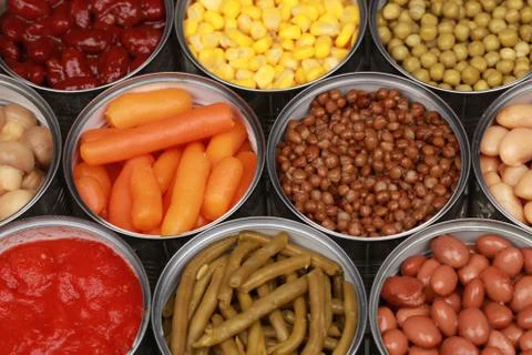 Canned vegetables Stock Photos