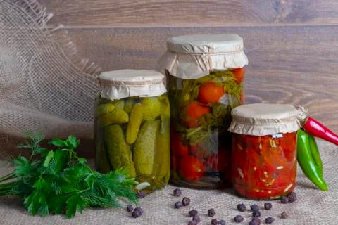 Canned vegetables. Stock Photos