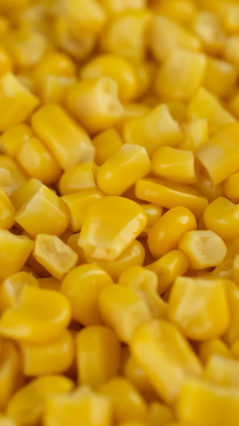 Canned yellow corn close up, rotating Stock Footage 297452447