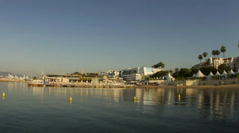 Cannes: Beach at Dawn Stock Footage 51710218
