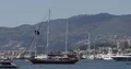 Cannes City Skyline Tourists People Parasailing with Parachute and Yacht on Sea 4k or 4k+ Resolution