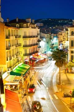 Cannes at night Stock-Fotos