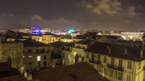 Cannes: Rooftops, Night to Day Stock Footage 52923696