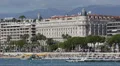 Cannes Skyline Famous Carlton Hotel Intercontinental Idyllic Coastline blue sky HD Footage
