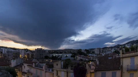 Cannes: Skyline Sunset Stock Footage 51714256
