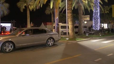 Cannes street at night Stock Footage 84062007