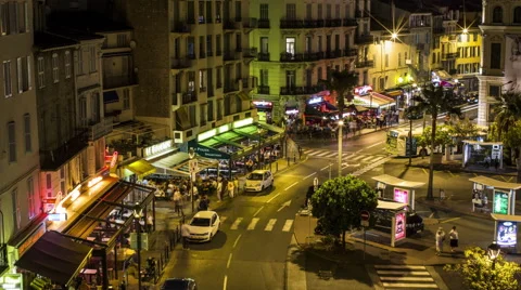 Cannes: Traffic at Night Stock Footage 51714269