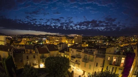 Cannes: Villa with Clouds during Sunset Stock Footage 70673679