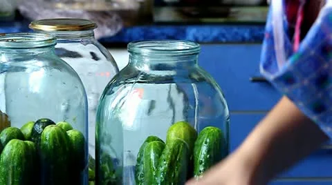 Canning Cucumber Stock Footage 11420684
