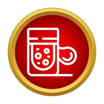Canning jar filled with liquid and handle icon Illustration