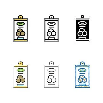 Canning olive in container color variations icon vector Stock Illustration