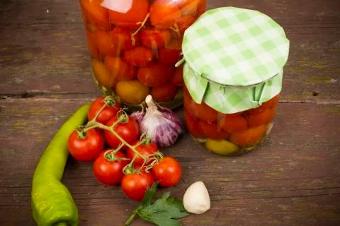 Canning tomatoes Stock Photos