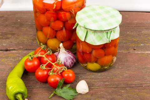 Canning tomatoes Stock Photos