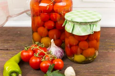 Canning tomatoes Stock Photos