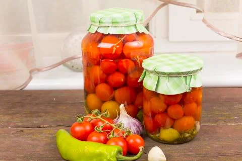 Canning tomatoes Stock-Fotos