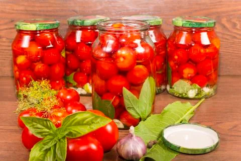 Canning tomatoes Stock Photos