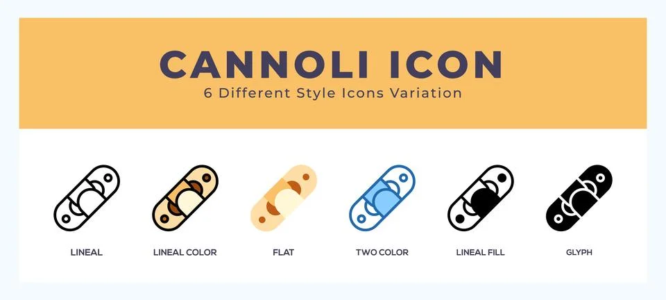 Cannoli icon illustration vector with different styles Stock Illustration