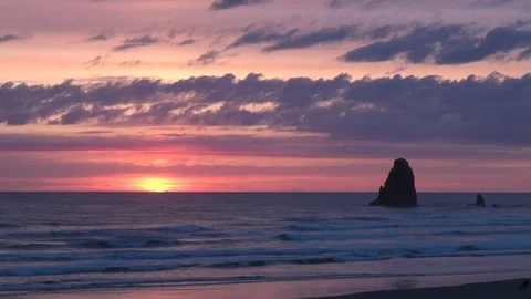 Cannon beach in the evening Stock Footage 74062711