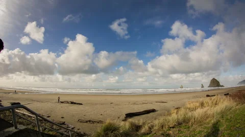 Cannon Beach, Haystack Rock Time Lapse Stock Footage 45450104