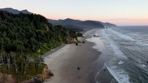 Cannon Beach Hug Point Sunset Stock Footage 160634838
