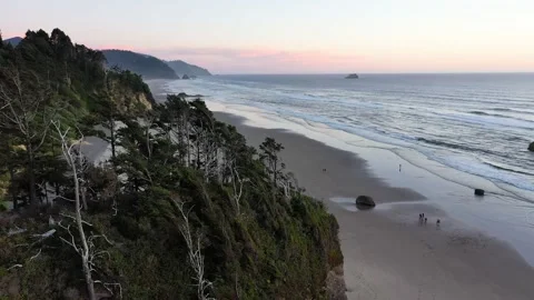 Cannon Beach Hug Point Sunset Stock Footage 160634846