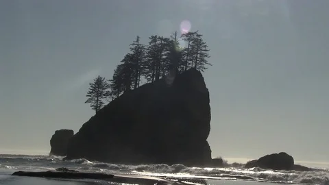 Cannon Beach with Sun Shining Stock Footage 119892753