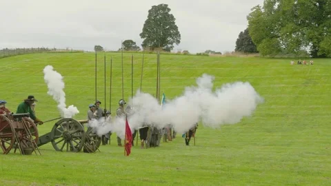 Cannon being fired in slow motion Video stock 283106223
