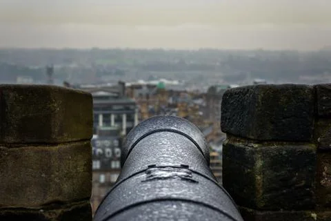 Cannon at Edinburgh castle Stock-Fotos
