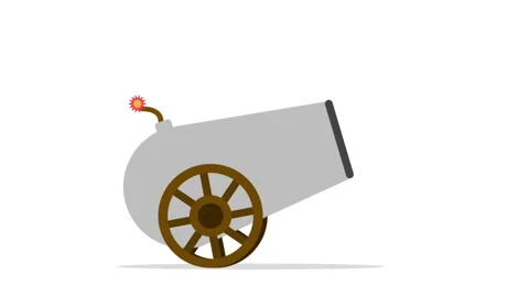 Cannon Firing Explosion Flat Animation Video stock 336474977
