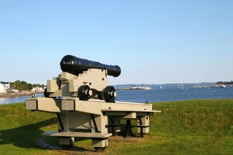Cannon in harbour Stock Photos