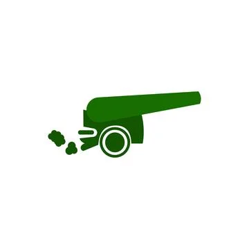 Cannon icon. Flat color design. illustration silhouette cannon weapon. Stock Illustration